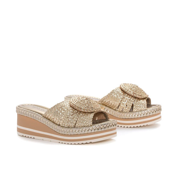 Pons Quintana SANDALIA PLATAFORMA PADOVA METAL PLATINO