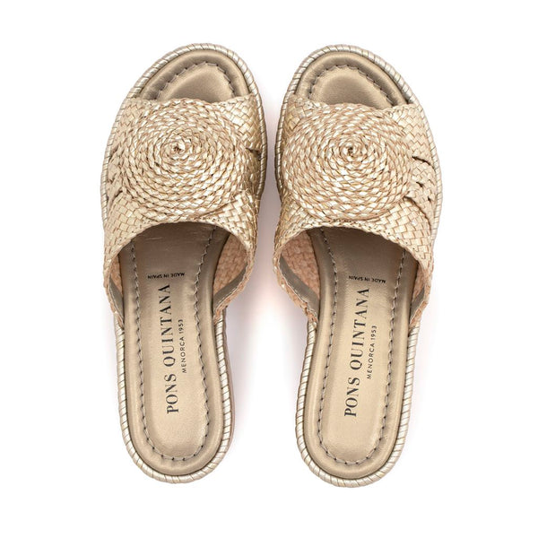 Pons Quintana SANDALIA PLATAFORMA PADOVA METAL PLATINO