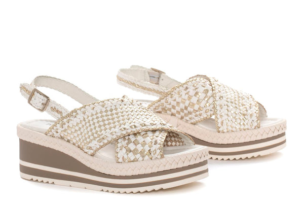 Pons Quintana SANDALIA PLATAFORMA PADOVA MILK+PLATINO