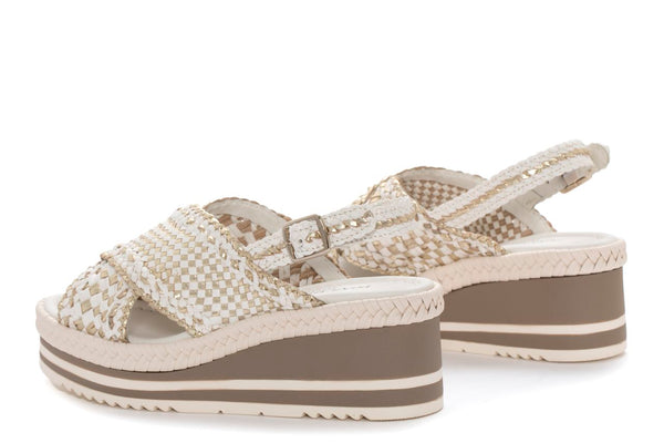 Pons Quintana SANDALIA PLATAFORMA PADOVA MILK+PLATINO