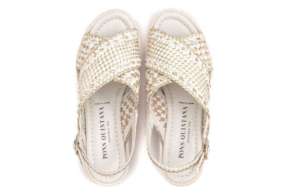 Pons Quintana SANDALIA PLATAFORMA PADOVA MILK+PLATINO