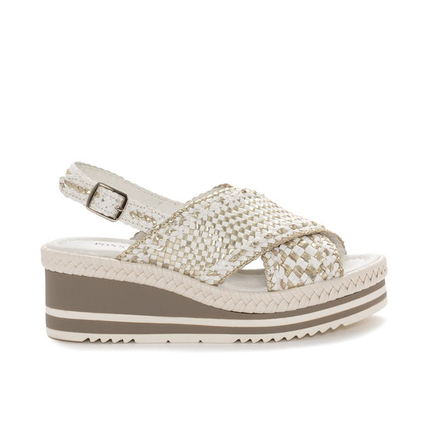 pons quintana SANDALIA PLATAFORMA PADOVA MILK+PLATINO