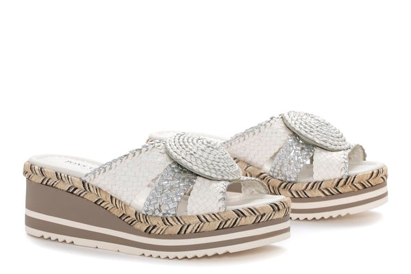 Pons Quintana SANDALIA PLATAFORMA PADOVA MILK + SILVER