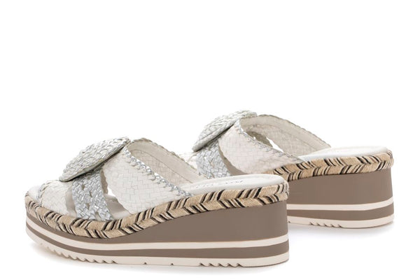 Pons Quintana SANDALIA PLATAFORMA PADOVA MILK + SILVER