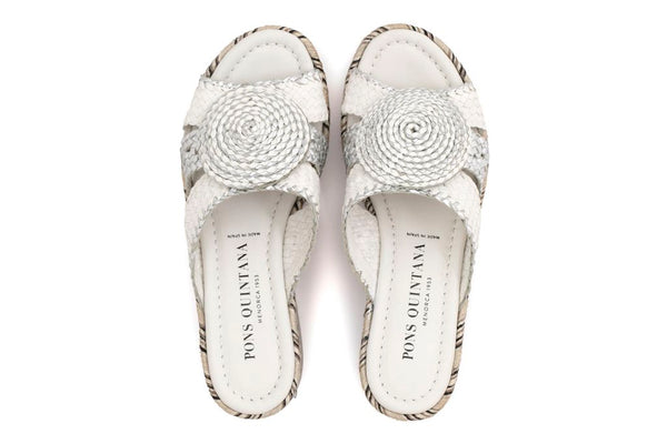 Pons Quintana SANDALIA PLATAFORMA PADOVA MILK + SILVER