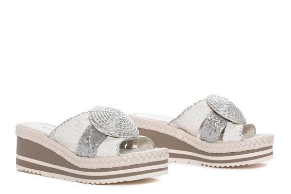 Pons Quintana SANDALIA PLATAFORMA PADOVA WET MILK + SILVER