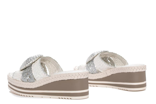 Pons Quintana SANDALIA PLATAFORMA PADOVA WET MILK + SILVER