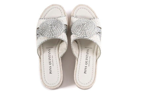 Pons Quintana SANDALIA PLATAFORMA PADOVA WET MILK + SILVER