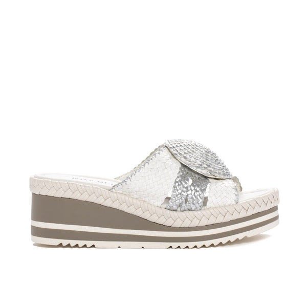 pons quintana SANDALIA PLATAFORMA PADOVA WET MILK + SILVER