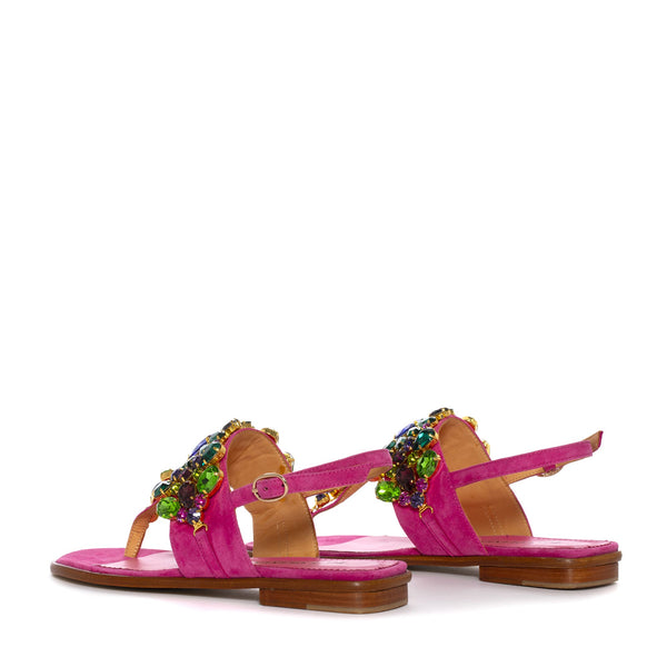 Pons Quintana TINA FLAT SANDAL IN WET STRAWBERRY SUEDE