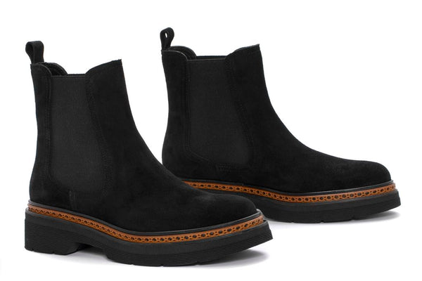 Pons Quintana YANNY VELOUR BLACK PLATFORM ANKLE BOOT