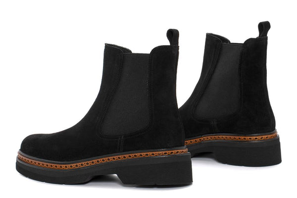Pons Quintana YANNY VELOUR BLACK PLATFORM ANKLE BOOT