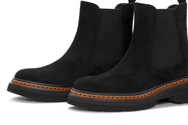 Pons Quintana YANNY VELOUR BLACK PLATFORM ANKLE BOOT