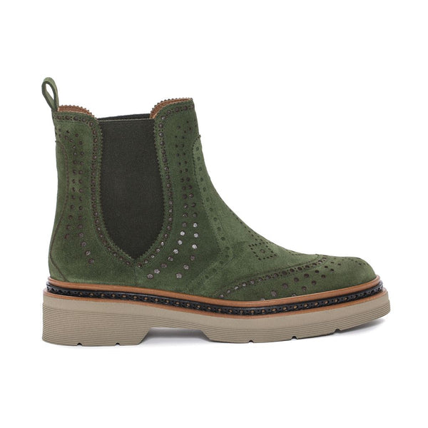 Pons Quintana YANNY VELOUR PLATFORM ANKLE BOOT - Moss Green