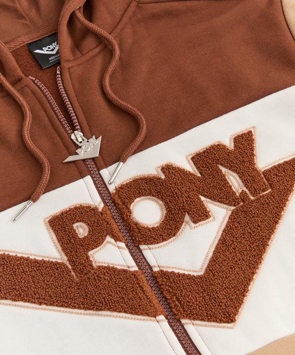 Pony CHEVRON FULL ZIP FLEECE HOODIE S