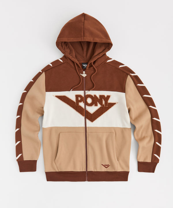 pony CHEVRON FULL ZIP FLEECE HOODIE S