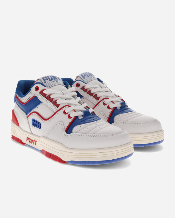 Pony M-100 LOW VINTAGE WHITE/ROYAL BLUE/RED