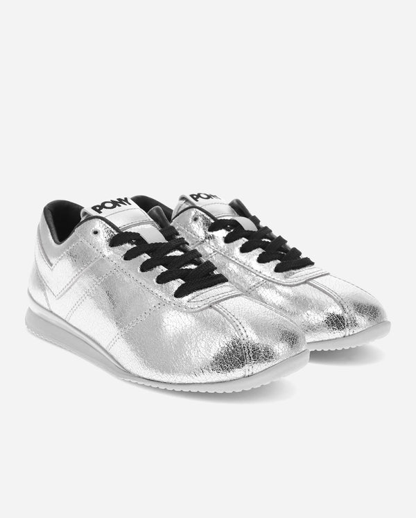 Pony WOMEN'S KO-80 LOW VINTAGE METALLIC SILVER/BLACK