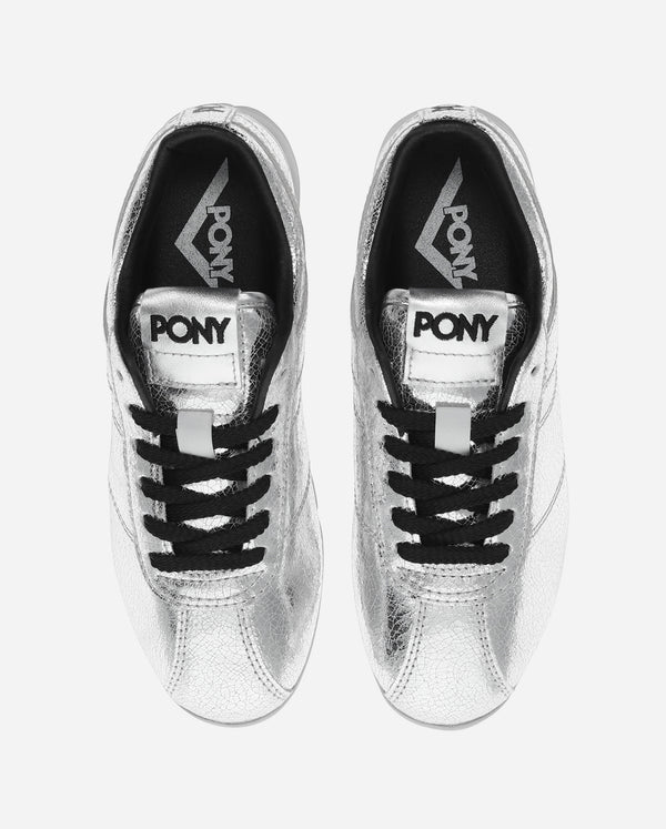 Pony WOMEN'S KO-80 LOW VINTAGE METALLIC SILVER/BLACK