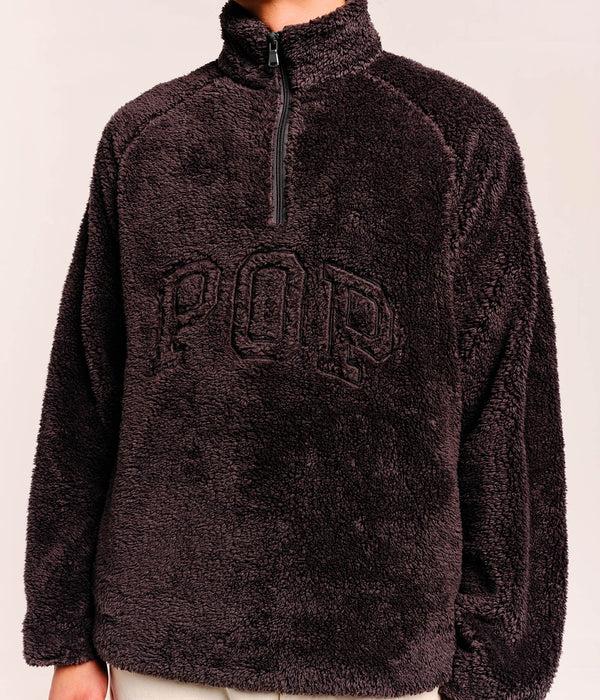 Pop Trading Company Pop Arch Halfzip Fleece Sweat Charcoal