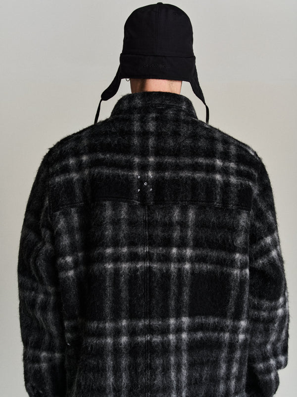 Pop Trading Company Pop Checked Wool Shirt Jacket Black/Charcoal