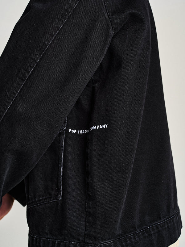 Pop Trading Company Pop Full Button Denim Jacket Black