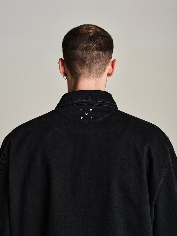 Pop Trading Company Pop Full Button Denim Jacket Black