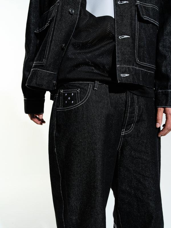 Pop Trading Company Pop Full Button Denim Jacket Black