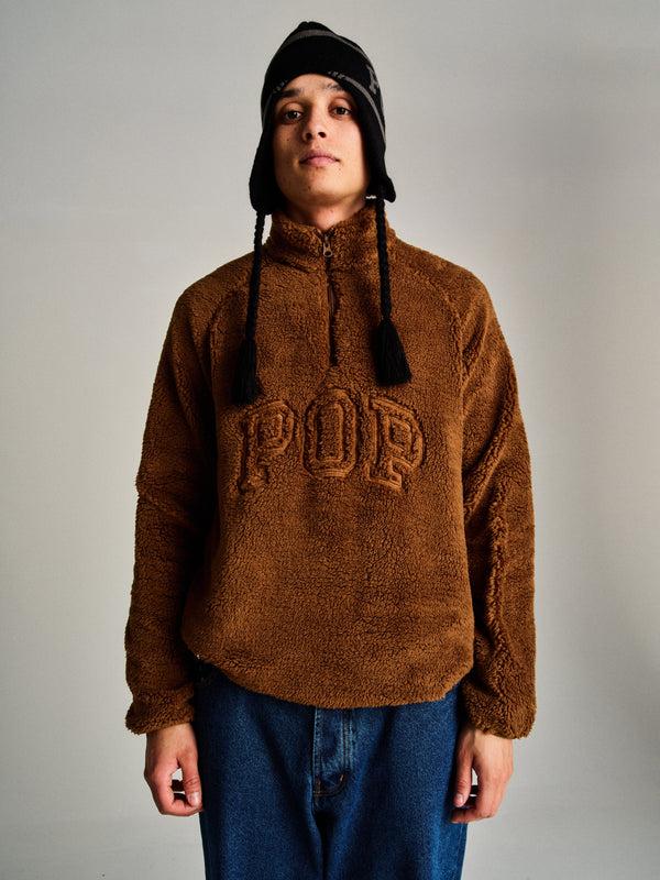pop trading company Pop Halfzip Polar Fleece Sweat Bison
