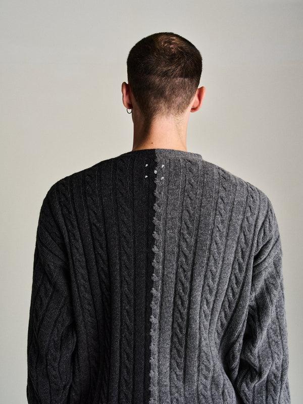 Pop Trading Company Pop Knitted Cable Cardigan Anthracite/Charcoal