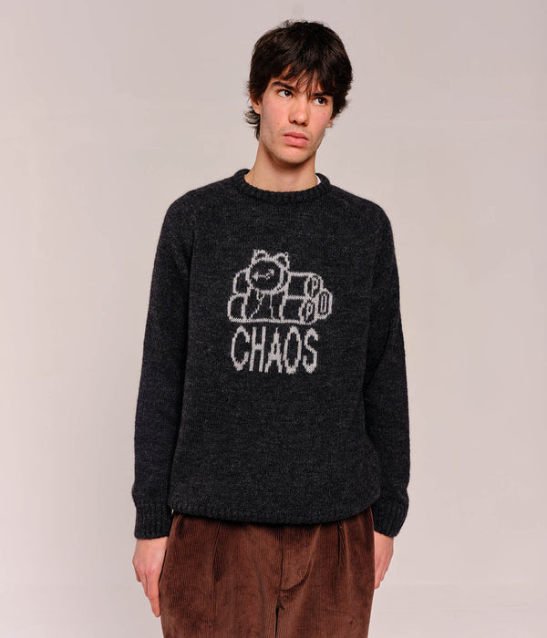 pop trading company Pop Knitted Chaos Crewneck Anthracite