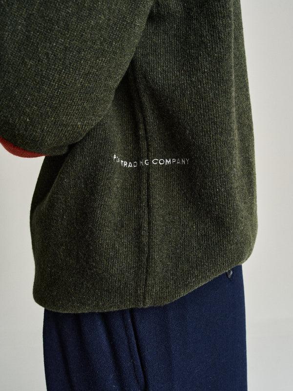 Pop Trading Company Pop Knitted Elbow Crewneck Duffel Green