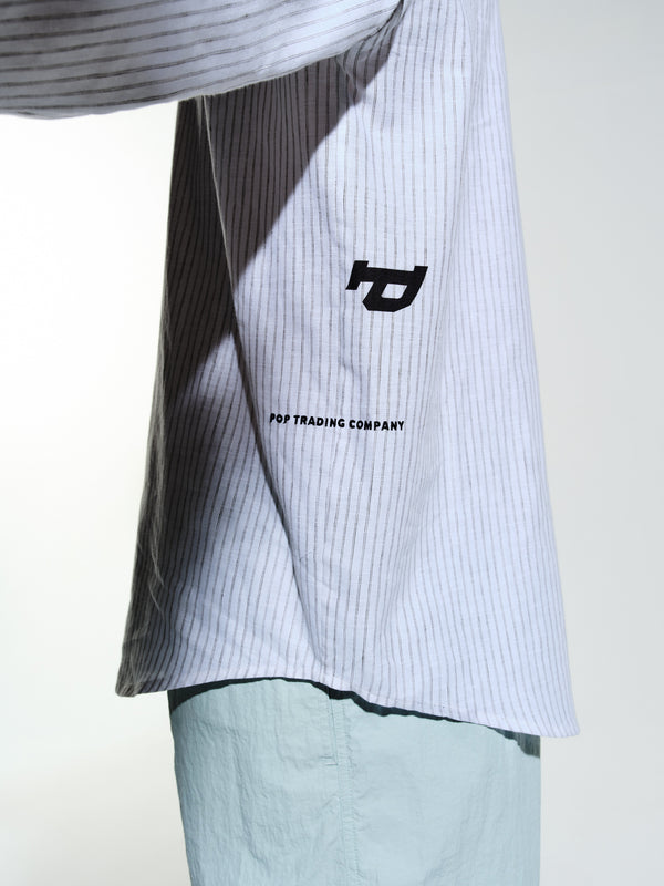 Pop Trading Company Pop Letters Striped Pop Shirt White Linen