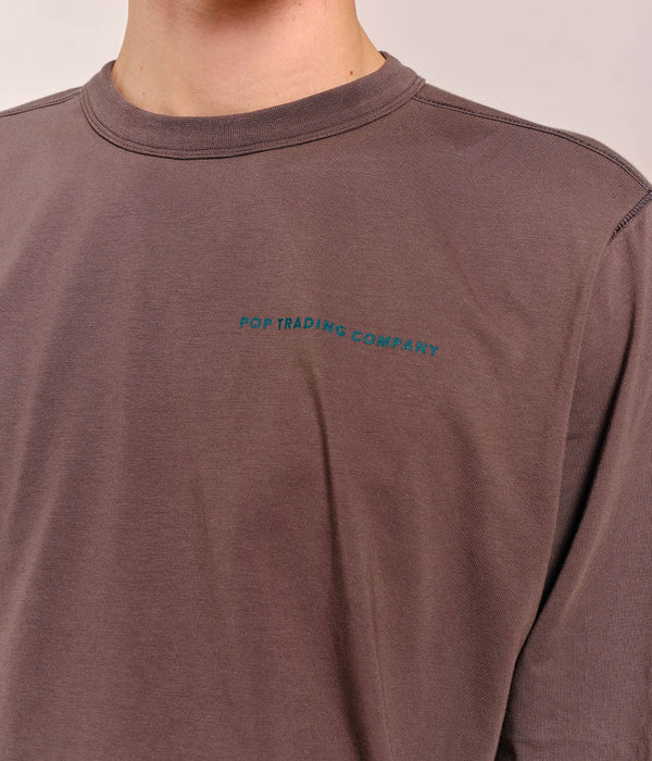 Pop Trading Company Pop Logo Longsleeve T-Shirt Charcoal/Bayberry