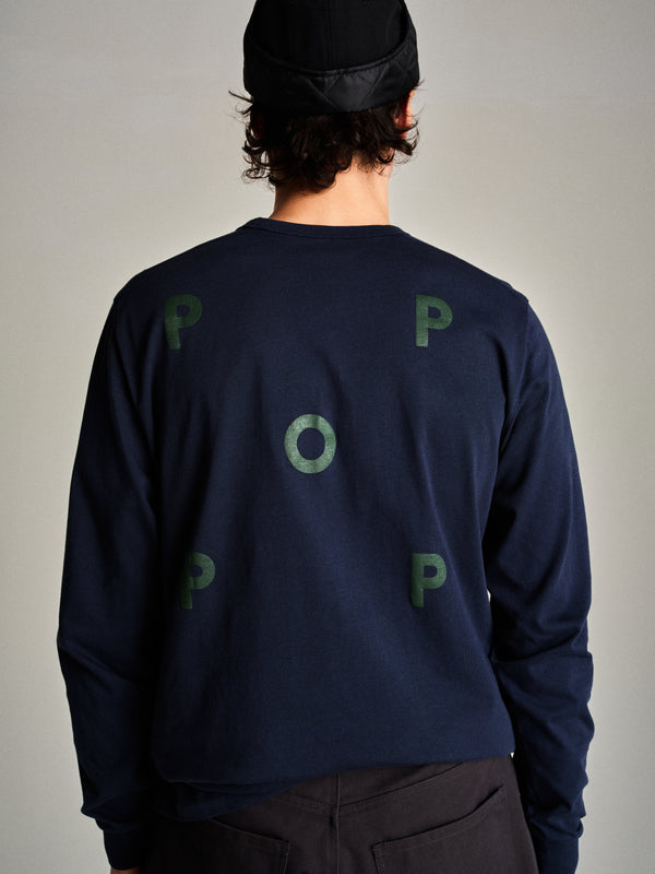 Pop Trading Company Pop Logo Longsleeve T-Shirt Navy