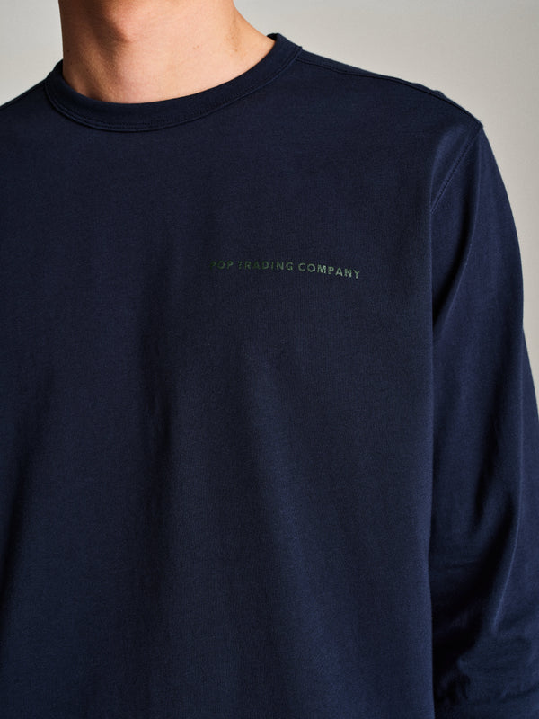 Pop Trading Company Pop Logo Longsleeve T-Shirt Navy