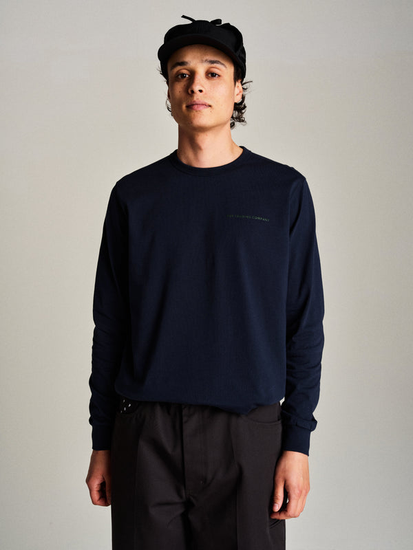pop trading company Pop Logo Longsleeve T-Shirt Navy