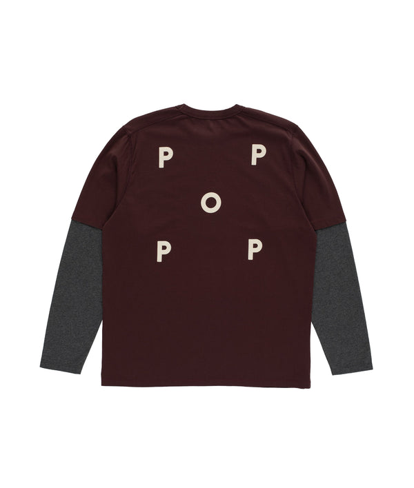 Pop Trading Company Pop Logo Sleeve T-Shirt Fudge/Charcoal Heather