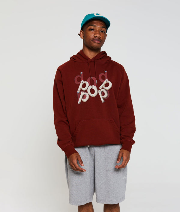 Pop Trading Company Pop Mees Letters Hooded Sweat Fired Brick