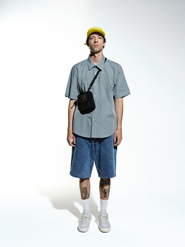 pop trading company Pop O Shortsleeve Gingham Shirt Green/White