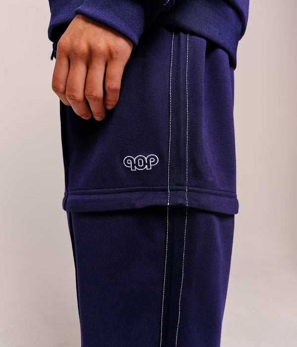 Pop Trading Company Pop Pub Zip Off Track Pants Navy