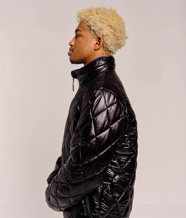 Pop Trading Company Pop Quilted Reversible Jacket Black/Twilight Blue