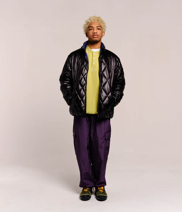 pop trading company Pop Quilted Reversible Jacket Black/Twilight Blue