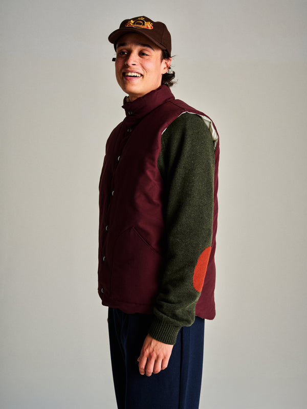 Pop Trading Company Pop Quilted Reversible Vest Fudge/Off White