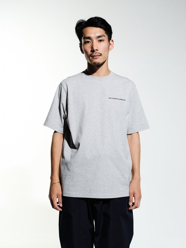 pop trading company Pop Reflective Logo T-Shirt Grey Heather