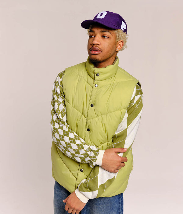 Pop Trading Company Pop Reversible Quilted Vest Four Leaf Clover/Weeping Willow