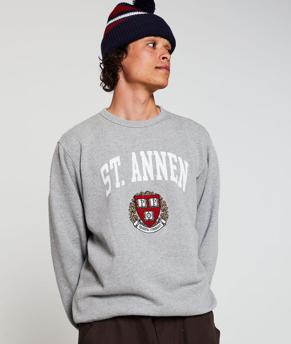 pop trading company Pop St Annen Crest Crewneck Sweat Heather Grey
