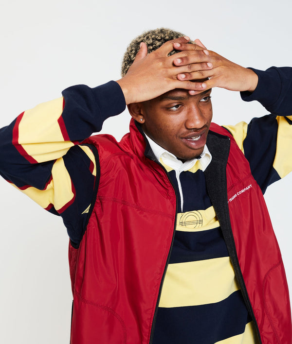 pop trading company Pop Striped Logo rugby Polo Sweat Snapdragon/Navy