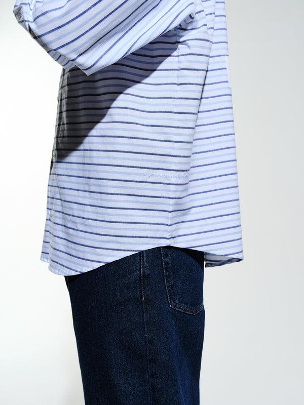 Pop Trading Company Pop Striped Logo Shirt White/Blue