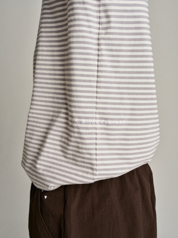 Pop Trading Company Pop Striped Logo T-Shirt Quarry